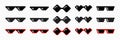 Vector Pixelated Sunglasses, Pixel Boss Glasses Icon Set in 8 bit Retro Style. Summer Meme Game 8-bit Sunglasses Design