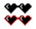 Vector Pixelated Sunglasses, Pixel Boss Glasses Icon Set in 8 bit Retro Style. Summer Meme Game 8-bit Sunglasses Design