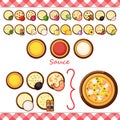 Vector - Pizza constructor flat icons isolated on white background. ingredient food menu illustration isolated collection. Differe Royalty Free Stock Photo