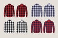 Vector plaid shirts patterned front and back view