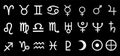 Vector Planet Astrological, Astronomical Symbols Set Illustration