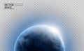 Vector planet Earth with sunrise in space isolated on transparent background. Blue globe illustration. Sciense astronomy design Royalty Free Stock Photo