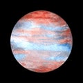 Planet Jupiter watercolor illustration.