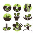 Vector plant and tree sprout vector icons set for gardening or planting Royalty Free Stock Photo