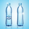 Vector plastic bottles with water