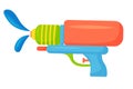 Vector plastic children's toy water gun icon isolated on white background. Multi-colored cartoon illustration