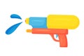 Vector plastic children's toy water gun icon isolated on white background. Multi-colored cartoon illustration