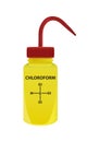 Vector plastic laboratory yellow wash bottle with chloroform. Illustration of a polar chemical solvent.