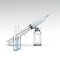 Vector Plastic Medical Syringe on White