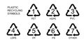 Vector plastic recycling icons Royalty Free Stock Photo