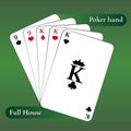 Vector playing cards. Poker hand. Full house Royalty Free Stock Photo