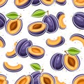 Vector Plum Seamless Pattern