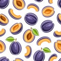 Vector Plum Seamless Pattern