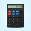 Vector pocket calculator isolated on blue