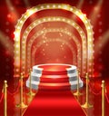 Vector podium for show with red carpet Royalty Free Stock Photo