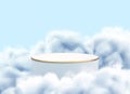 Vector podium in white clouds
