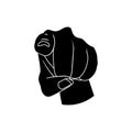 Vector Point Finger Illustration, Black and White Icon, Isolated Image, Linear Drawing.
