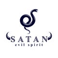 Vector poisonous snake, evil spirit black graphic vector emblem.