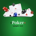 Vector poker background with playing cards, chips and dices Royalty Free Stock Photo