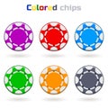 Vector Poker Chips in Colors Royalty Free Stock Photo