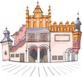 Vector. Poland. Krakow. Ancient building Cloth Hall.