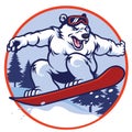 Polar bear with snowboard Royalty Free Stock Photo