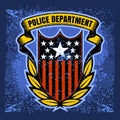 Vector Police Badge and Shield Label on grunge background.