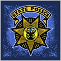 Vector Police Badge and Shield Label on grunge background. Royalty Free Stock Photo