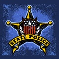 Vector Police Badge and Shield Label on grunge background. Royalty Free Stock Photo