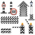 Vector Police Barrier Icons Royalty Free Stock Photo