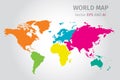 Vector Political World map using different colors on each continent
