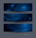 Vector polygon banner set. Polygonal or low poly pattern background