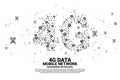 Vector Polygon dot connect line shaped 4G mobile network with antenna tower icon. Royalty Free Stock Photo