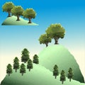 Vector polygon pines and trees on the mountain