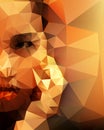 Vector polygon shape half face woman background