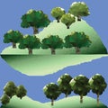 Vector polygon trees on the mountain Royalty Free Stock Photo