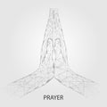 Praying hands vector geometric polygonal art background