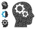 Vector Polygonal Brain Gears Icon with Bonus Icons Royalty Free Stock Photo