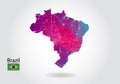 Vector polygonal brazil map. Low poly design. map made of triangles on white background. geometric rumpled triangular low poly