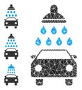 Vector Polygonal Car Shower Icon and Bonus Icons Royalty Free Stock Photo