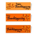 Set of three banners for Thanksgiving day composed of triangles. Royalty Free Stock Photo