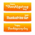 Set of three banners for Thanksgiving day composed of triangles. Royalty Free Stock Photo