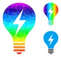 Vector Polygonal Electric Bulb Icon with Spectrum Gradient Royalty Free Stock Photo