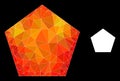 Vector Polygonal Filled Pentagon Icon with Fire Gradient