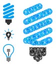 Vector Polygonal Fluorescent Bulb Icon with Bonus Icons Royalty Free Stock Photo