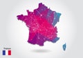 Vector polygonal france map. Low poly design. map made of triangles on white background. geometric rumpled triangular low poly