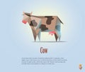 Vector polygonal illustration of black and white cow with milk