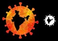 Vector Polygonal Indian Coronavirus Icon with Fire Gradient Royalty Free Stock Photo