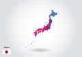 Vector polygonal Japan map. Low poly design. map made of triangles on white background. geometric rumpled triangular low poly