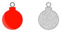 Vector Polygonal Mesh Christmas Ball and Flat Icon